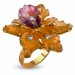 Эксклюзивное золотое кольцо «Цветок» с бриллиантами, аметистом и цитрином из коллекции "Cтудия Арт-Нева" 